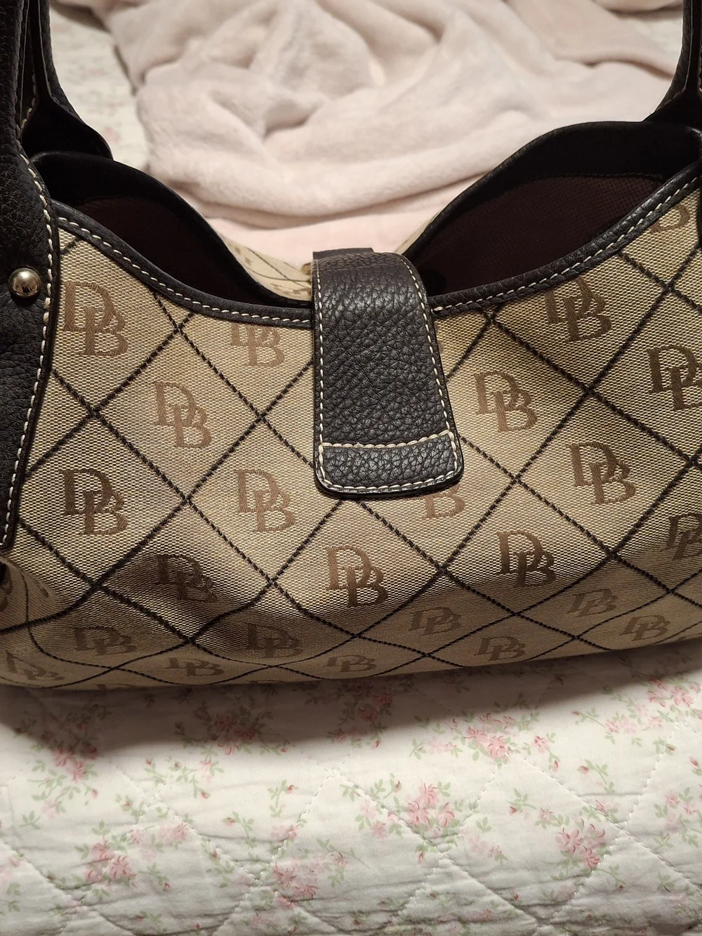 Dooney&Bourke Brown & Beige Monogram Satchel